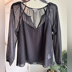 POINT SUR Womens Sheer Blouse Size S